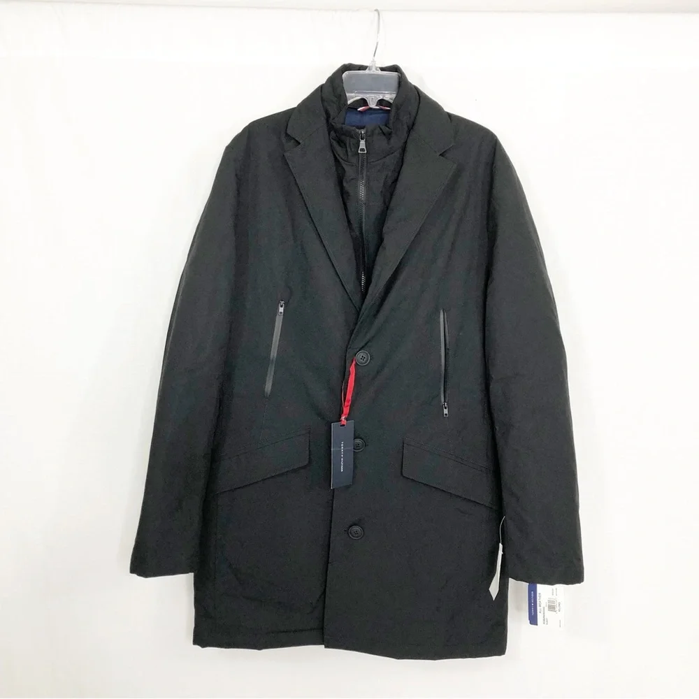 NEW Tommy Hilfiger All Weather Robert Raincoat Removable Lining, Size XL, Black